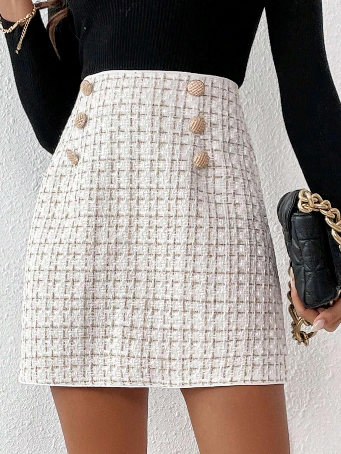 Elegant Plaid Fake Button Skirt for Women Casual Beach Skort Perfect for Office and Daily Wear