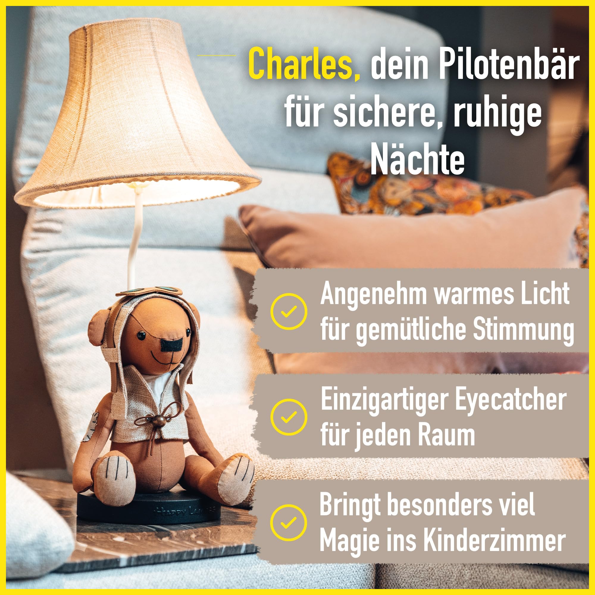 Charles LED-Tischleuchte Bärenlampe 61 cm hoch Dekoleuchte Handarbeit Kinderzimmerlampe