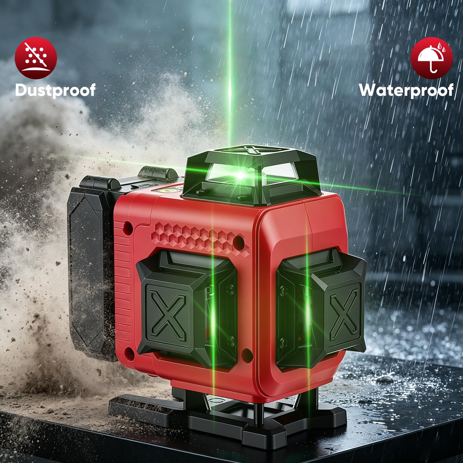 Laser Autolivellante 16 Linee 4D con Treppiede, Livella Laser Verde 4 x 360 ° con Batteria 6000mAh, Telecomando, per Piastrelle, Muri, Pavimenti, Cantieri, Interni