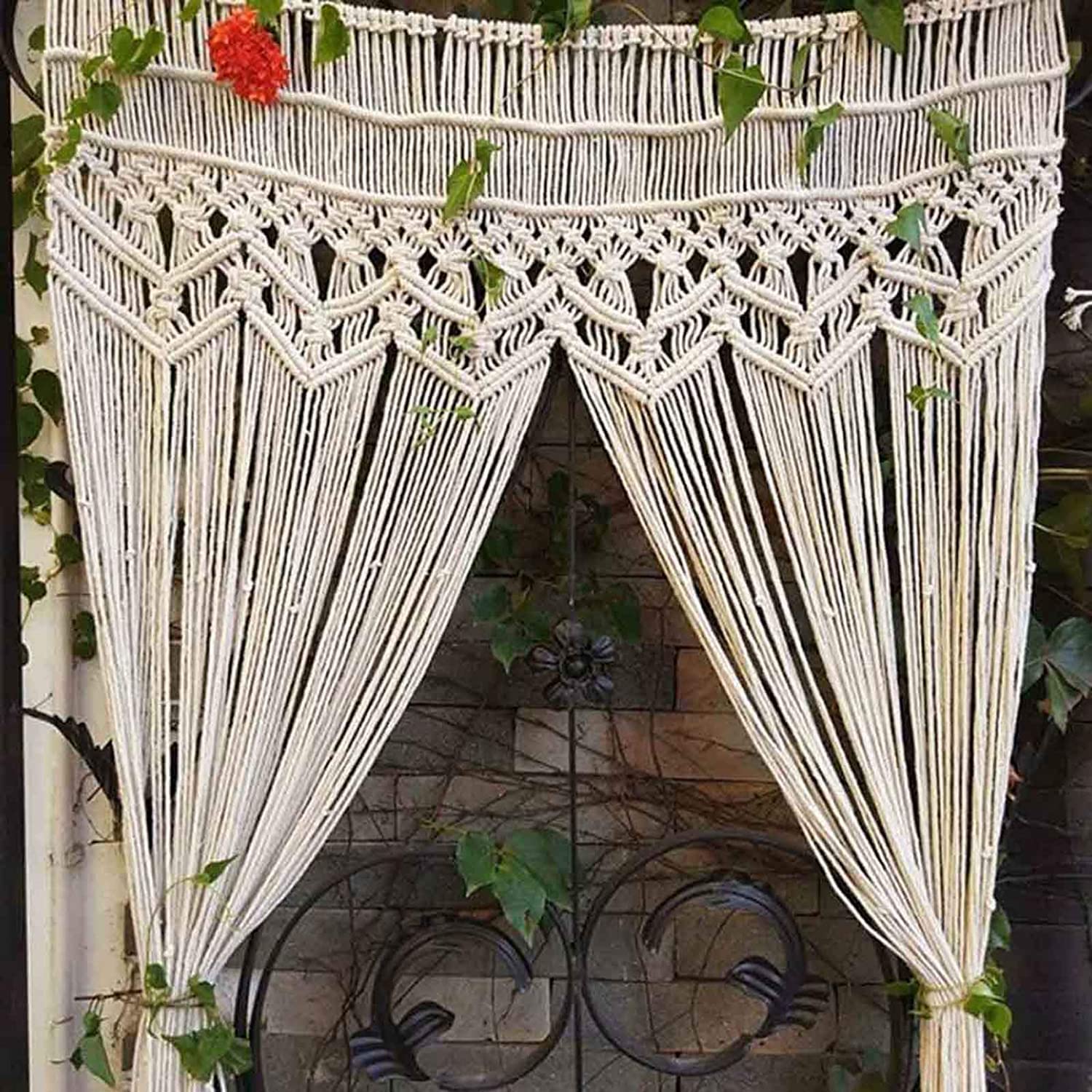 Tapiz Bohemio Grande de macramé para Colgar en la Pared, decoración Tejida para el hogar, Fondo de galería para apartamento, Sala de Estar, Dormitorio (Blanco, 130x180cm)