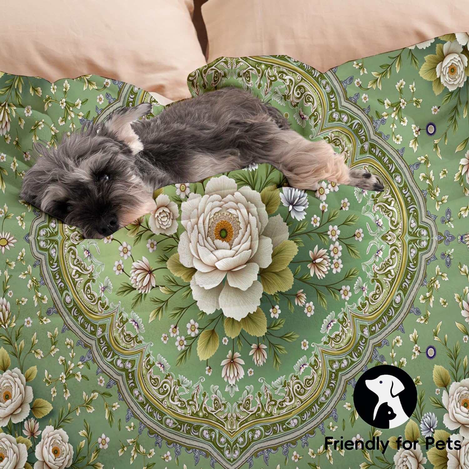 Versátil Manta De Peluche Verde Salvia 220X240Cm Manta Floral Geométrico Mantas Acogedora Botánicos Orientales Mullida Colchas Sofá Mantas De Franela Decorativa para Camas Infantiles Silla