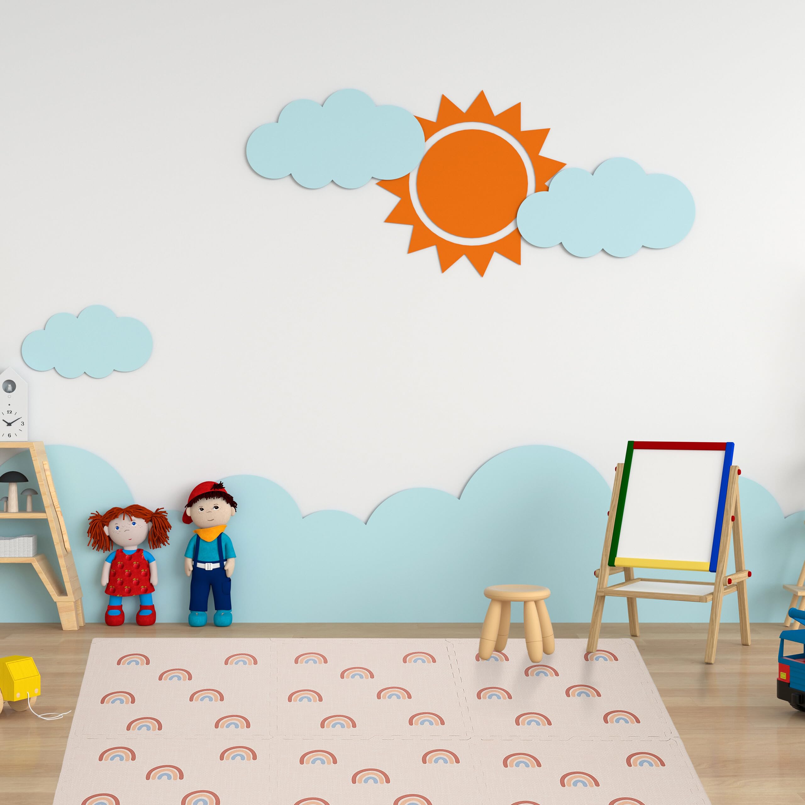 Relaxdays Alfombra Puzzle, Set de 6, Alfombrilla de Juego, Diseño Arcoíris, Esterilla Gateo, Espuma sin Tóxicos, Rosa