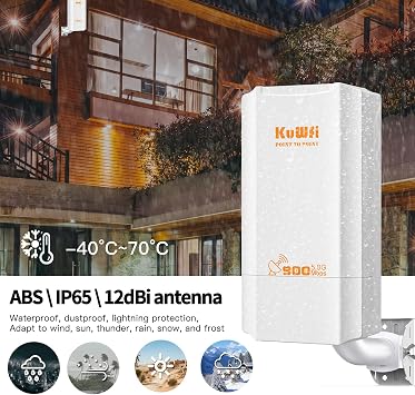 KuWFi 5.8G Wireless Ethernet Bridge, Long Range Point to Point, 2-Pack