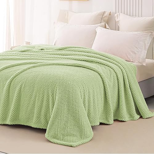 Miniatura 2 de Whale Flotilla Manta de forro polar mullido, mullida, cálida y suave, para invierno y otoño, ligera y acogedora, 90 x 90 pulgadas, verde salvia