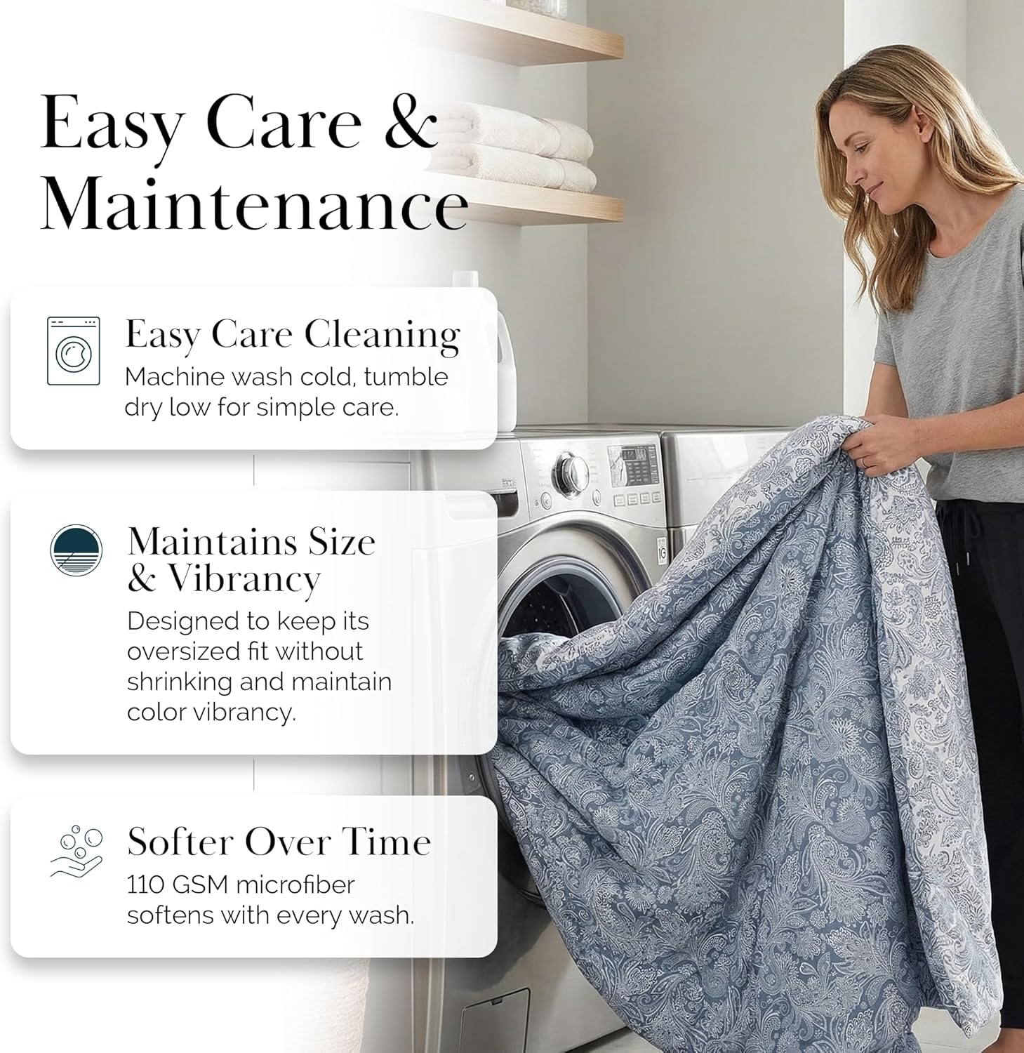 Southshore Fine Living, Inc. Oversized King Comforter Sets, Down Alternative Paisley Bedspread, Reversible Bedding Sets, California King Comforter & Matching Shams, Blue and White Paisley Bedding