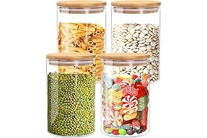 Clear and Convenient Storage: Bamboo Jars with Lids for Pantry Essentials