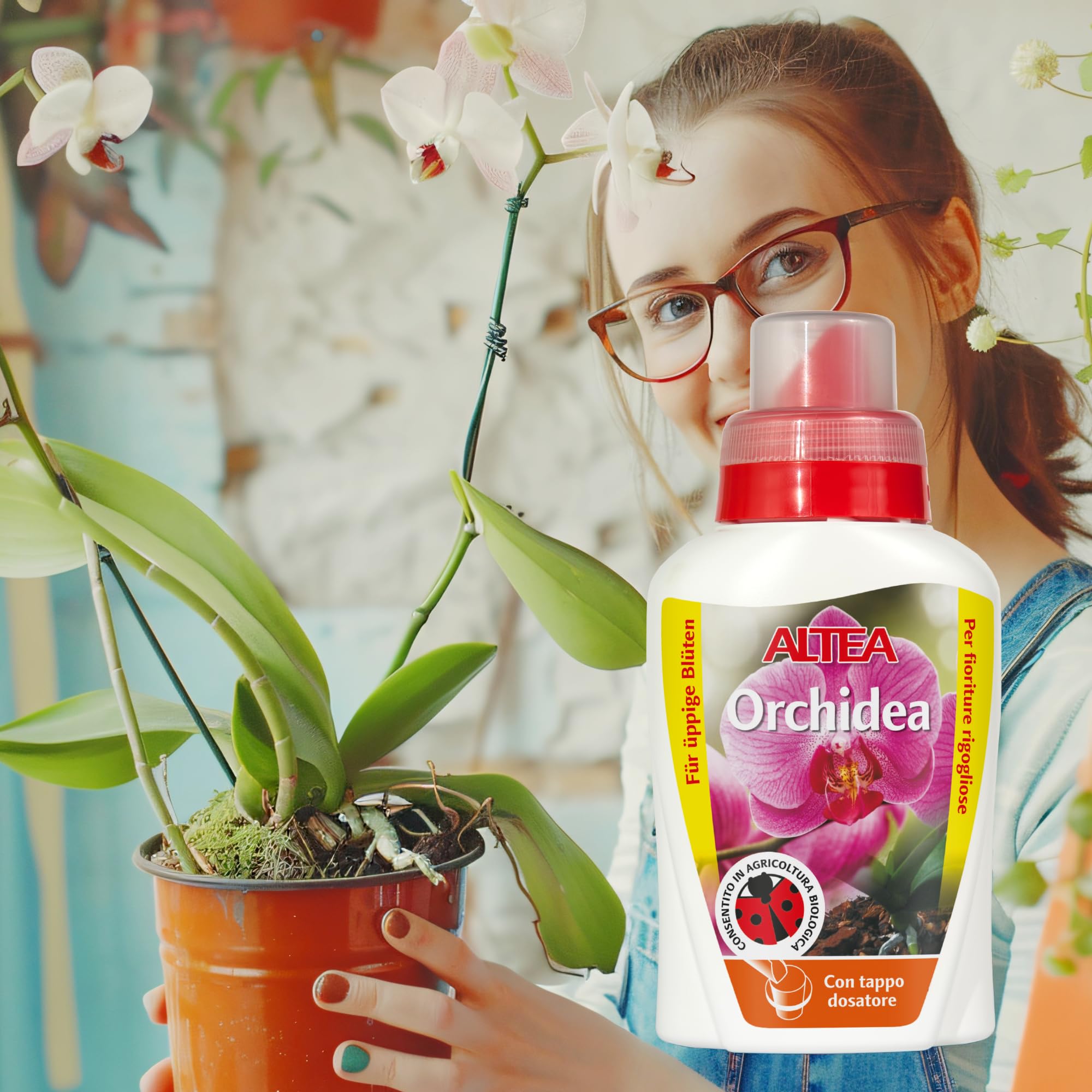 Altea Engrais Orchidées liquide, engrais pour ochidées de toutes tailles et couleurs, engrais équilibré naturel riche en acides aminés et vitamines, haute assimilabilité, flacon 300 ml