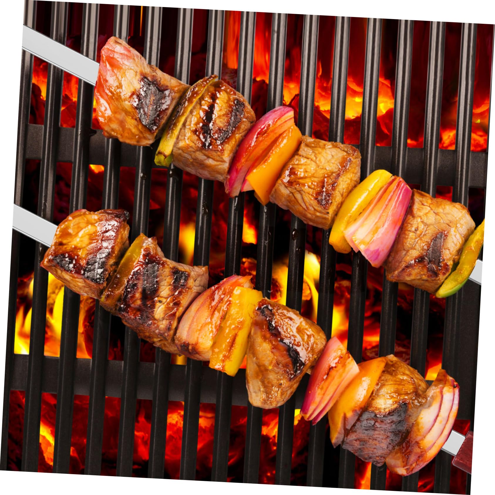 BESPORTBLE 12piezas Brochetas Inoxidable Para Barbacoa Mango De Madera Reutilizables y Resistentes Para Kebab y Verduras Utensilios De Grill y Picnics