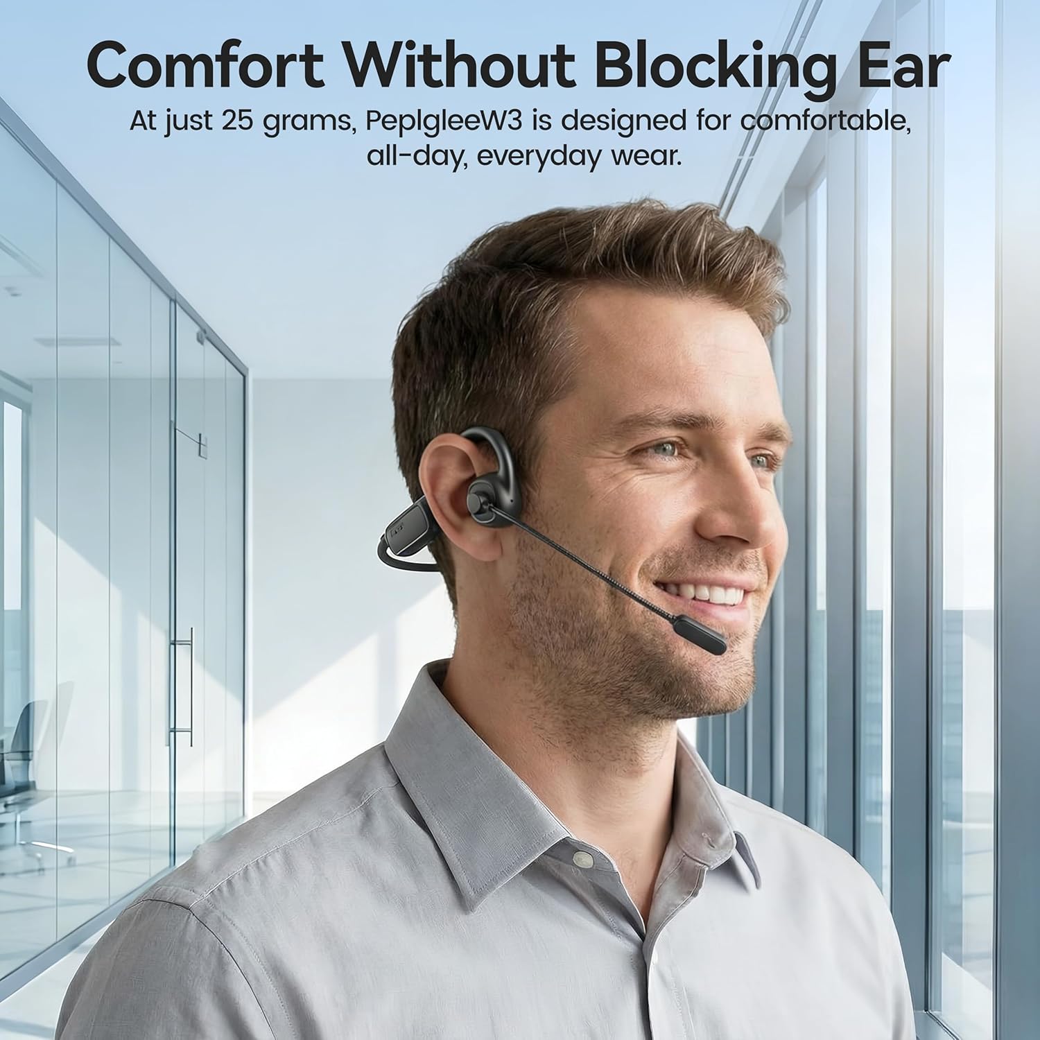 Open Ear Headphones with Mic,20H Bluetooth Headset with Microphone,5.4 Bluetooth Headphones with Noise Cancelling Mic,IPX5 Wireless Headset with Mic for Work,Zoom,Workout, Driving, Call - Image 6