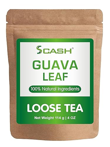 Scash Té de hoja de guayaba 4 onzas4.02 oz (hojas secas trituradas, sin polvo), recrecimiento del cabello, piel y uñas, sin conservantes, hojas de