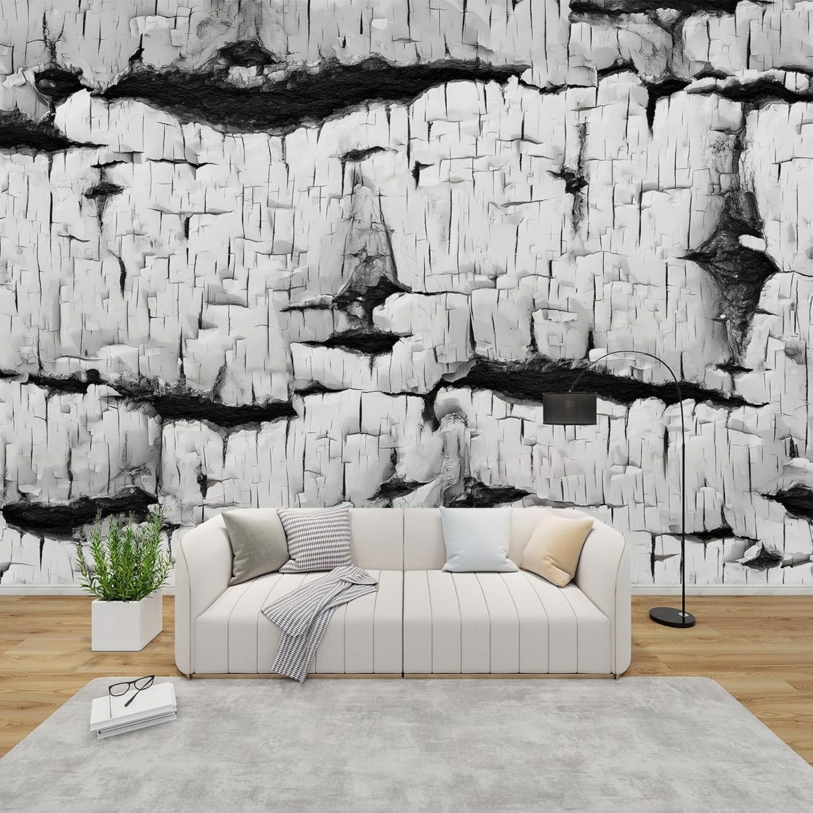 hgjdjhnf 3D Wood Structure Wallpaper Wood Look Cracks Living Room Bedroom Children's Room Wall Decoration Motif Wallpaper,300cmx210cm