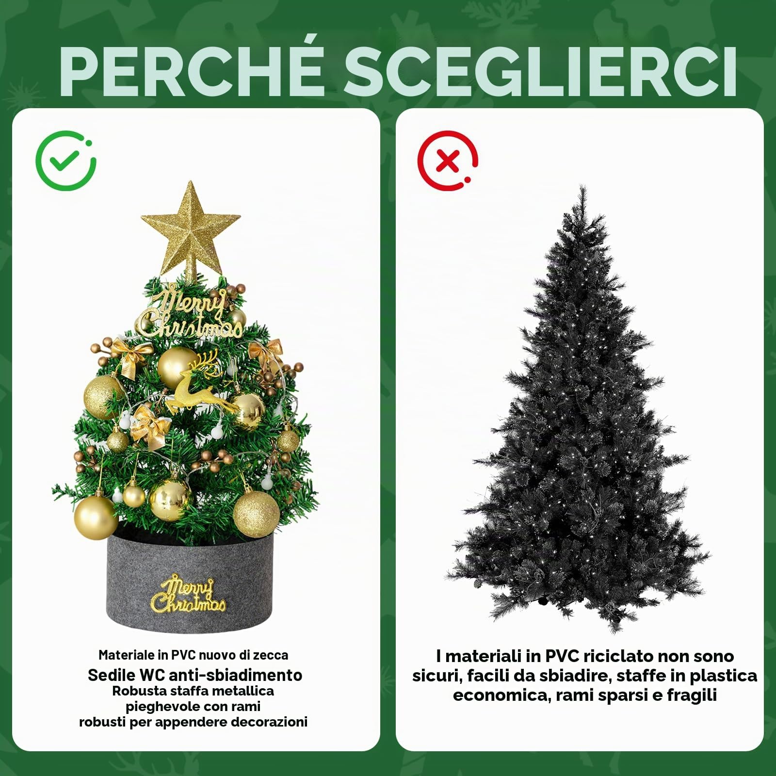 Mini Albero di Natale 60 cm Artificiale Pre-illuminato con Luci LED,Stelle, Palline e Decorazioni Natalizie,Albero da Tavolo Decorativo per Casa,Ufficio,Negozio e Vetrina Festiva