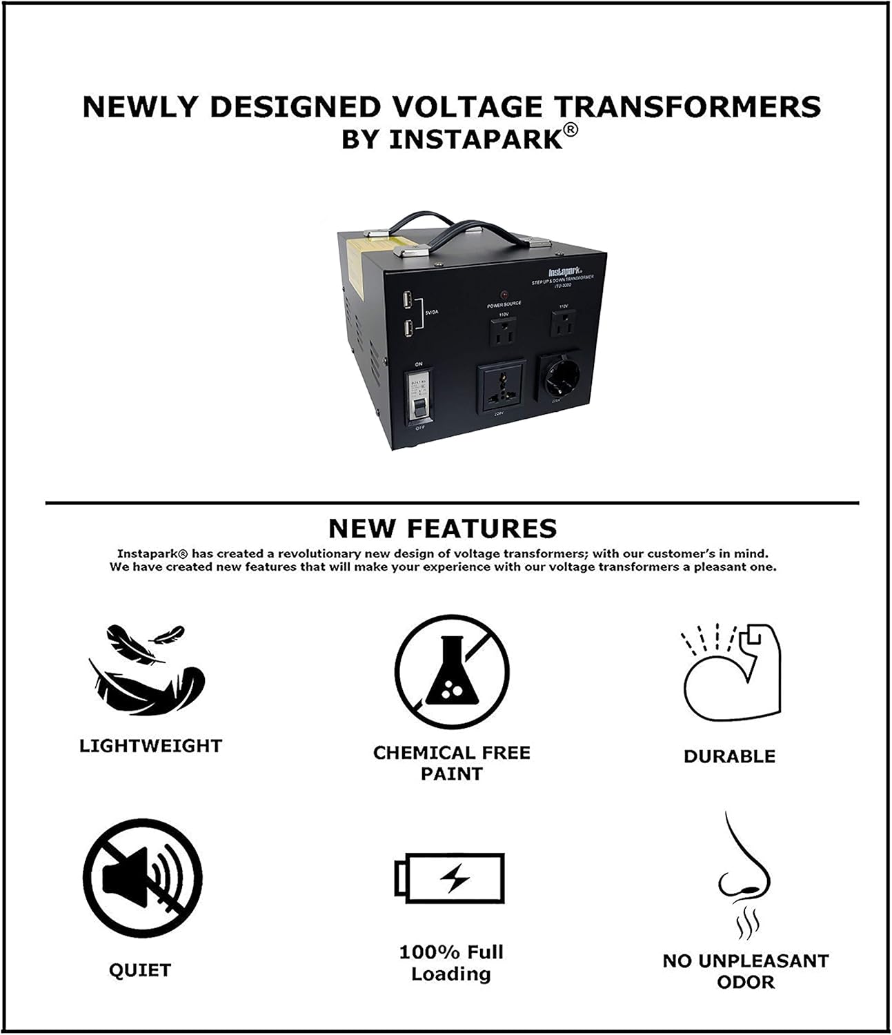 🔥 Hоt Dеаlѕ Instapark ITU-3000 Series Heavy-Duty AC 110/220V Step Up / Down Voltage Transformer / Converter with US Standard, Universal, German/French Schuko AC Outlets - 3,000 Watt