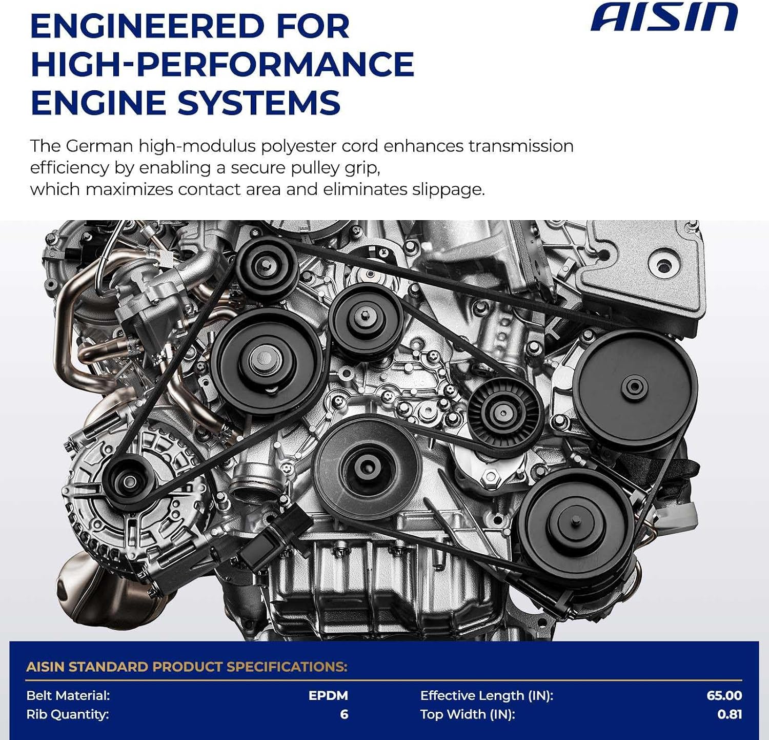 AISIN AFTERMARKET AVBGM-00308 Serpentine Belt - Compatible with Chevrolet Corvette 2014-2019 - V8 6.2L