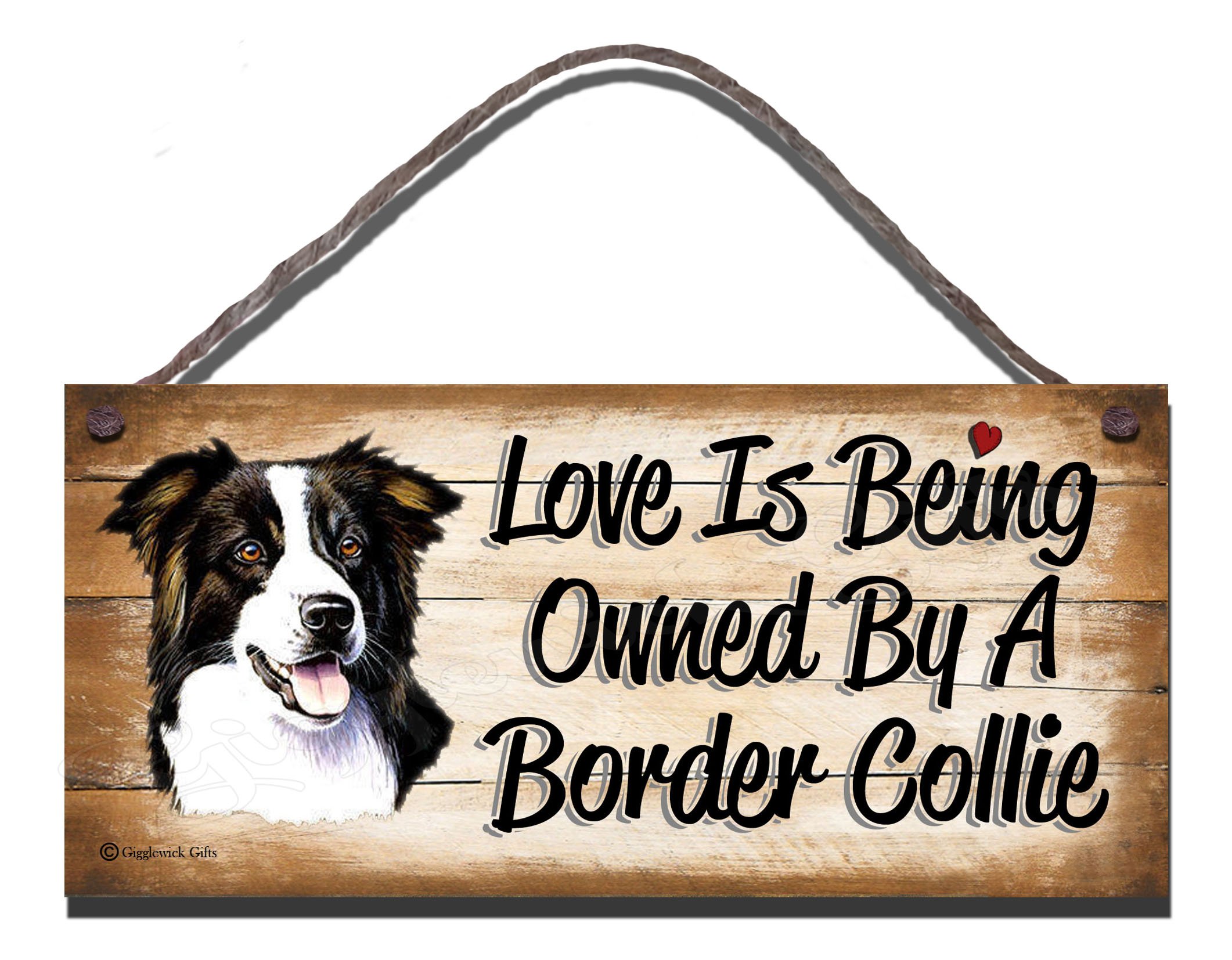 Birthday Occasion Border Collie Wooden Funny Sign Wall Plaque Gift Present Love is Being Owned By A Border Collie Dog