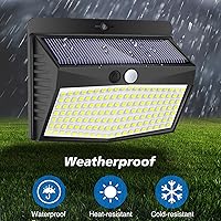 Vista 6 de [138 LED/8 paquetes] Luces solares con sensor de movimiento para exteriores, impermeables, con 3 modos de iluminación, luces de pared, luces solares