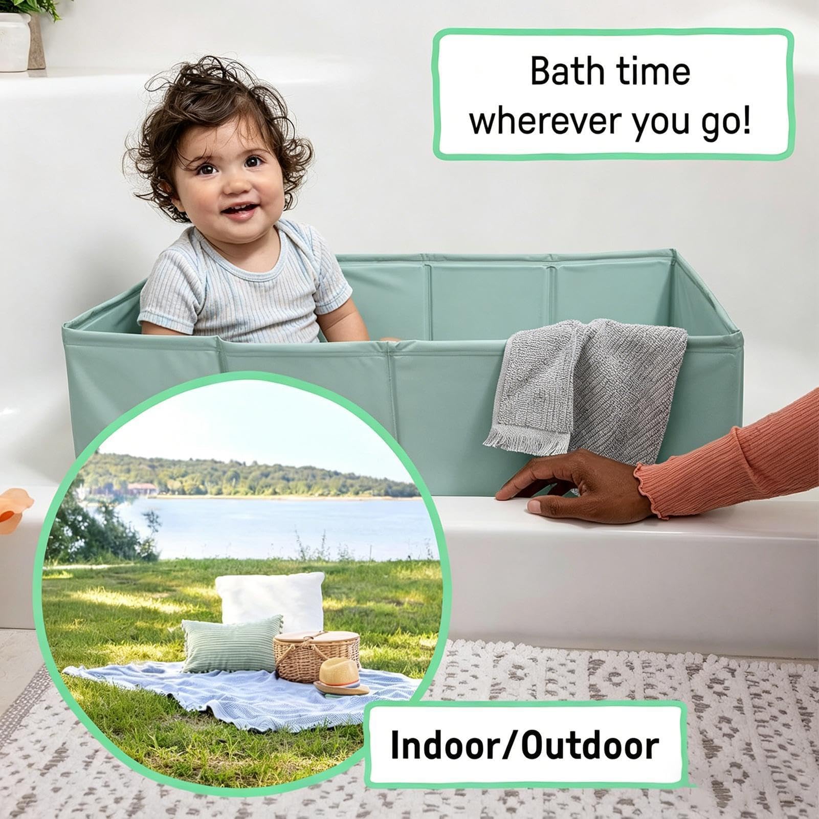 Piscina per bambini portatile, pieghevole, dispositivo antiscivolo con piastra rigida, bacino con design antiscivolo, 80 x 40 x 20 cm, vasca d'acqua per cani, animali domestici e bambini