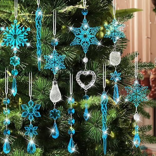 Miniatura 12 de Adornos de Cristal para Árbol de Navidad - 21 piezas Adornos de Árbol de Navidad Deslumbrantes para Festivales de Navidad Decoración de Fiesta