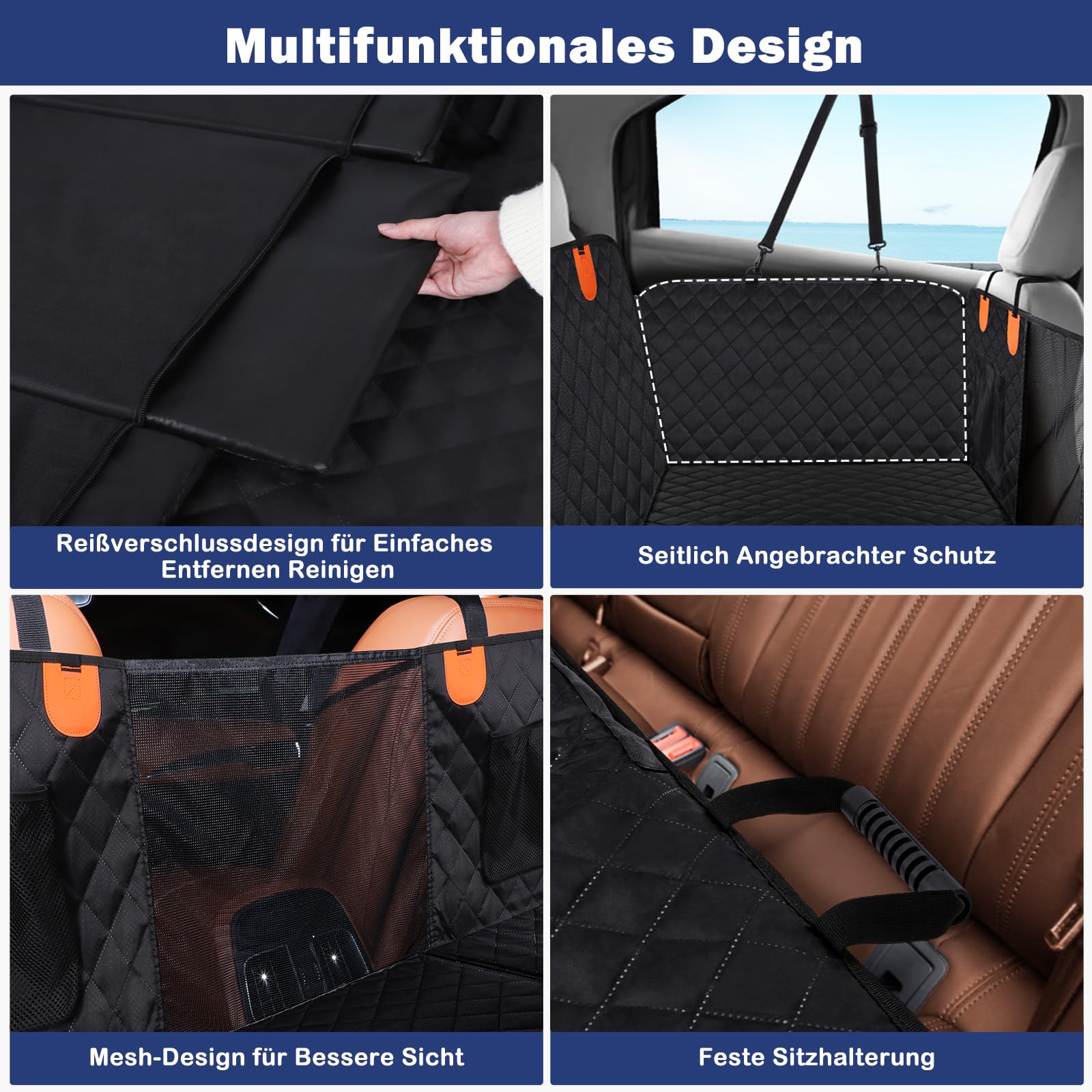 JOEJOY Coprisedile Auto per Cani, Estensore per Sedile Posteriore per Cani, Coprisedile Posteriore Auto per Grandi Fondo Rigido, Telo Auto per Cani Antigraffio Impermeabile Amaca per Cani, Nero