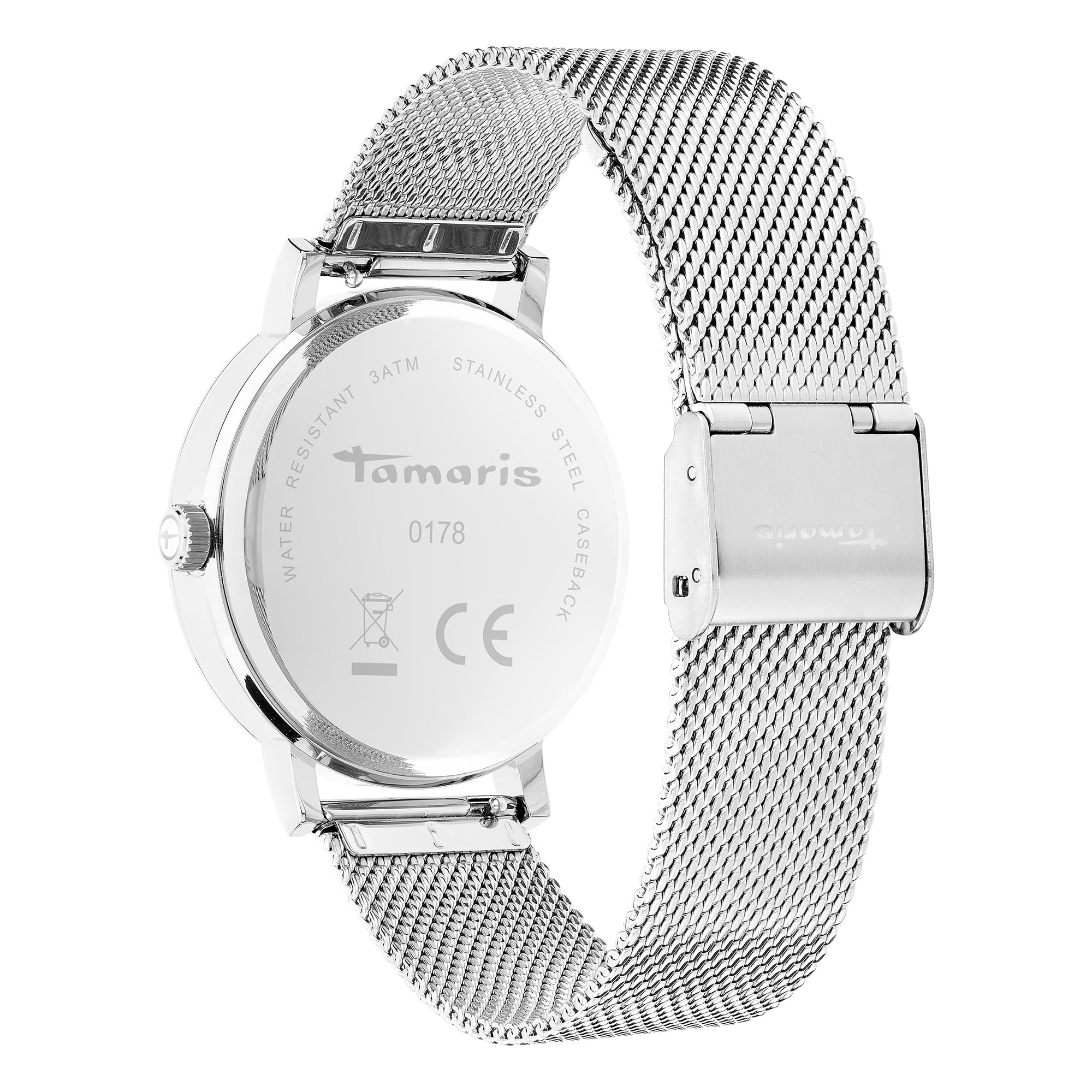 Tamaris Damski analogowy zegarek kwarcowy z bransoletką ze stali nierdzewnej TT-0178-MQ, srebro