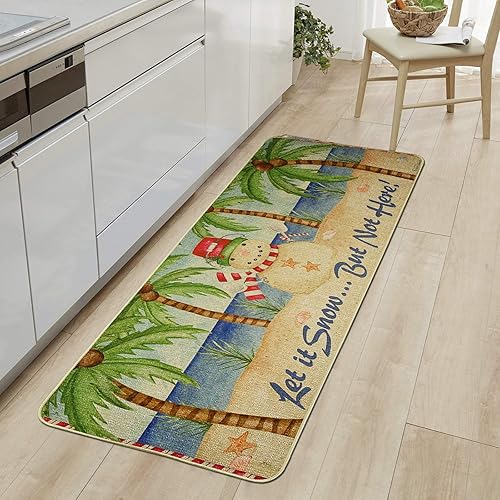 Miniatura 2 de K KILIPES Christmas Decorative Door Mats Snowman Winter Door Mat Tropical Holiday Welcome Mats for Front Door Let It Snow Non Slip Rubber Christmas