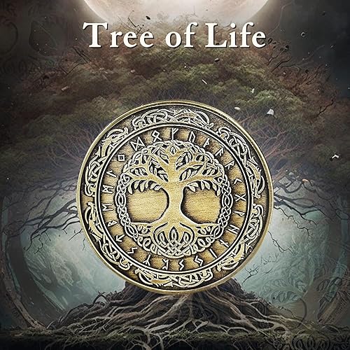 Miniatura 3 de Viking Yggdrasil Moneda Árbol de la Vida Mitología Nórdica Talismán