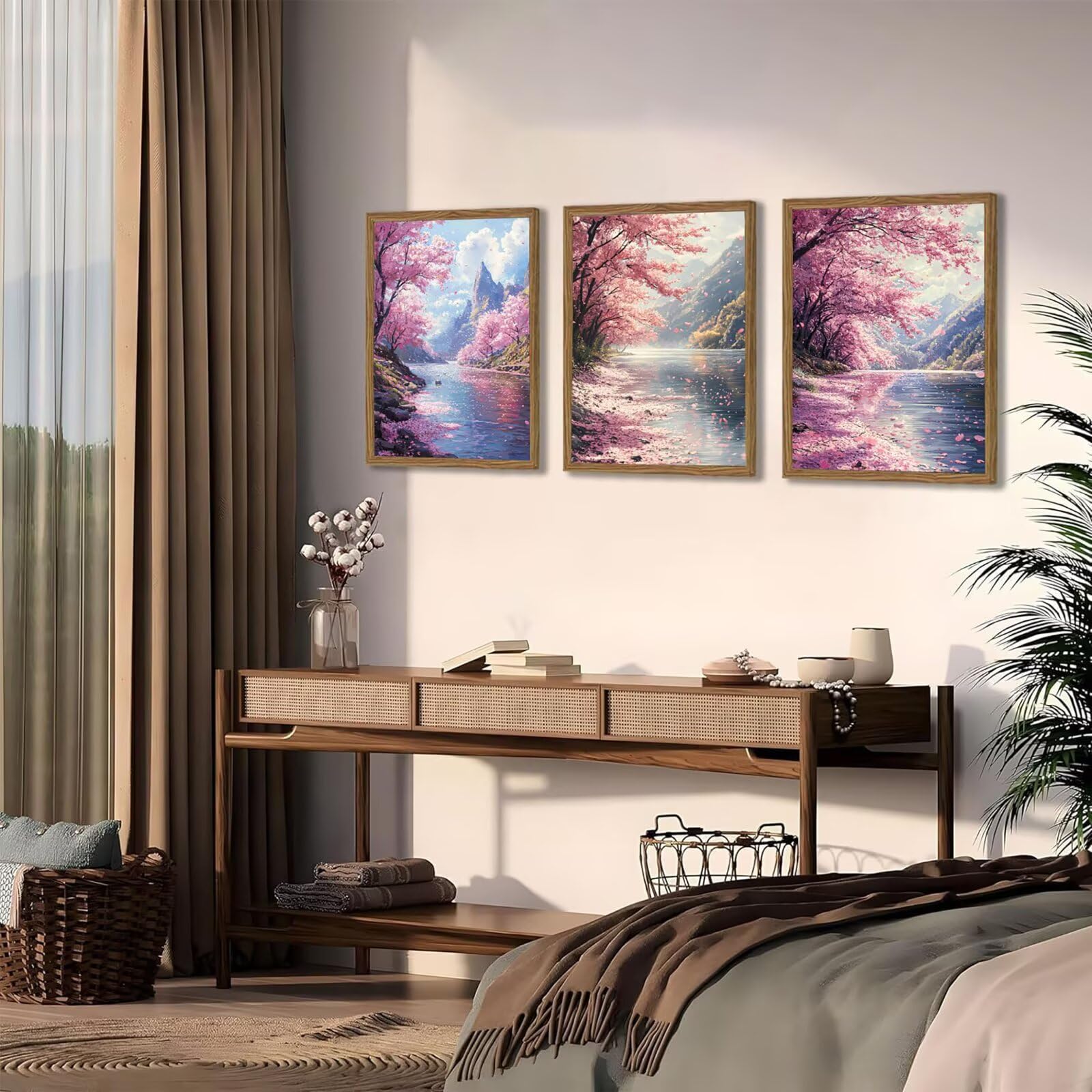 Generico Cnyaunfi 3 Pezzi Paesaggio Pittura Diamante Fai-Da-Te, 5D Rosa Diamond Painting Kit Completo per Hobby Creativi Adulti, Per La Decorazione Della Parete Di Casa 60x80cm YF-3523