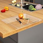 Conseil de coupe acrylique avec contre- lèvres, Panneaux de coupe transparents antidérapants, Essentiels de cuisine & Cadeaux de décoration (Clear avec Juice Groove, 16" L x 12.5" W)
