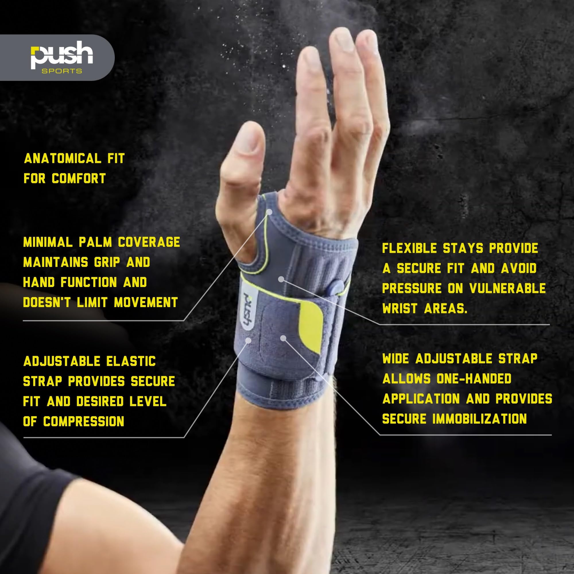 Push Sports Wsparcie stabilizujące nadgarstek i łagodzą ból