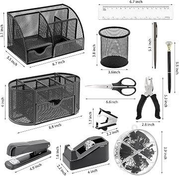 Office Supplies Set Desk Accessories Black