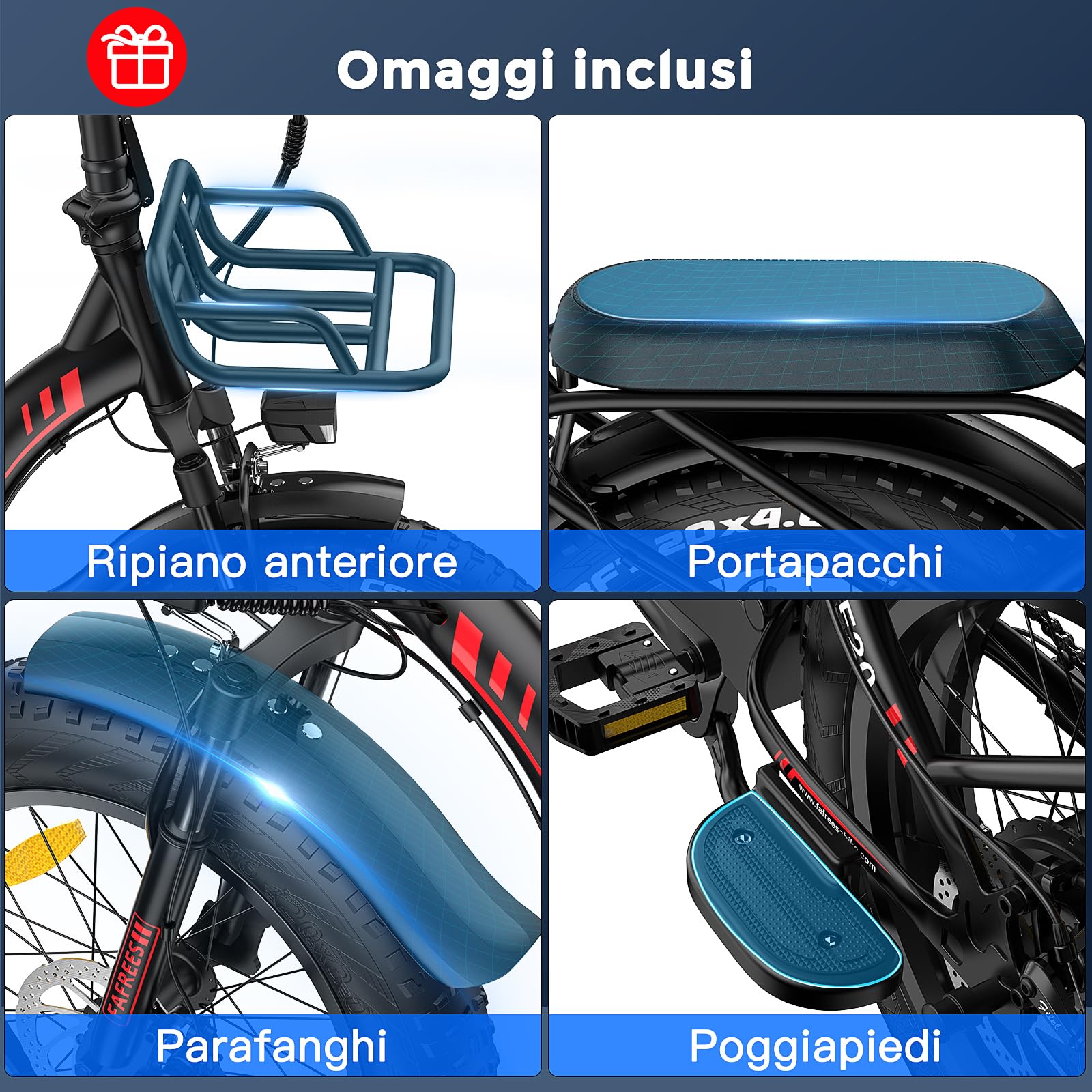 Fafrees Bici Elettrica Pieghevole 48V30Ah Batteria Rimovibile Bicicletta Elettrica 20"×4.0" Fat Tire 7 Velocità EBike Uomo Donna Adulti, Freni a Disco Meccanici