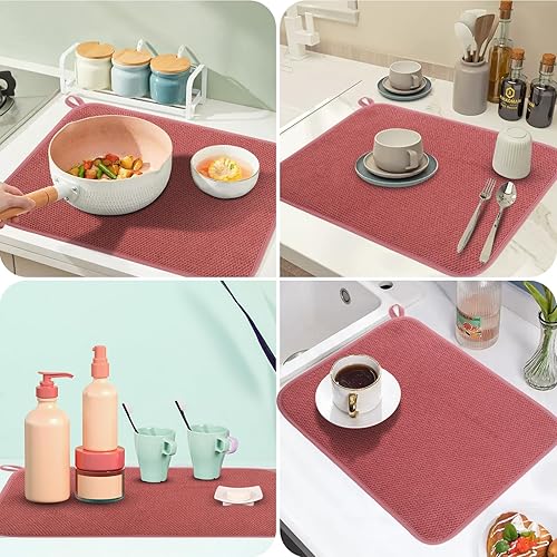 Miniatura 5 de Tapete de microfibra para secar platos, almohadilla de secado de platos de cocina súper absorbente, reversible para encimera, de 12*16 pulgadas,