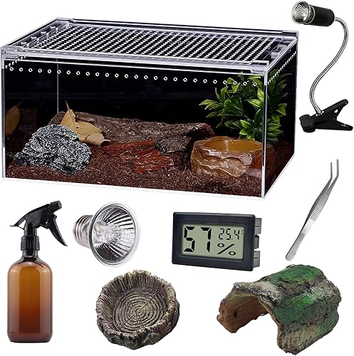 Terrario de reptiles - Kit de inicio de tanque de anfibios, caja de alimentación de bosque lluvioso ecológico, caja de alimentación de anfibios,
