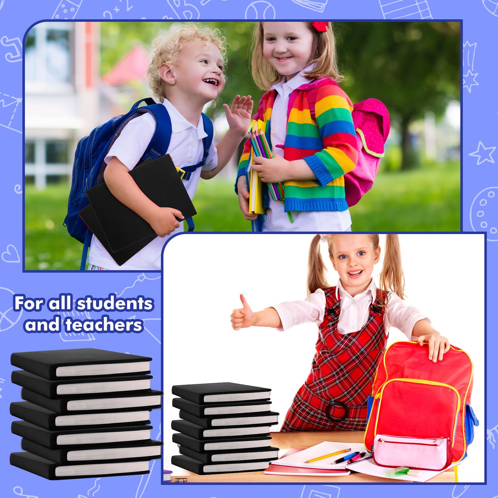 Sherr Confezione da 14 copertine per libri elastiche, resistenti, lavabili, riutilizzabili, per la maggior parte dei libri, circa 22,9 x 30,5 cm, colore nero