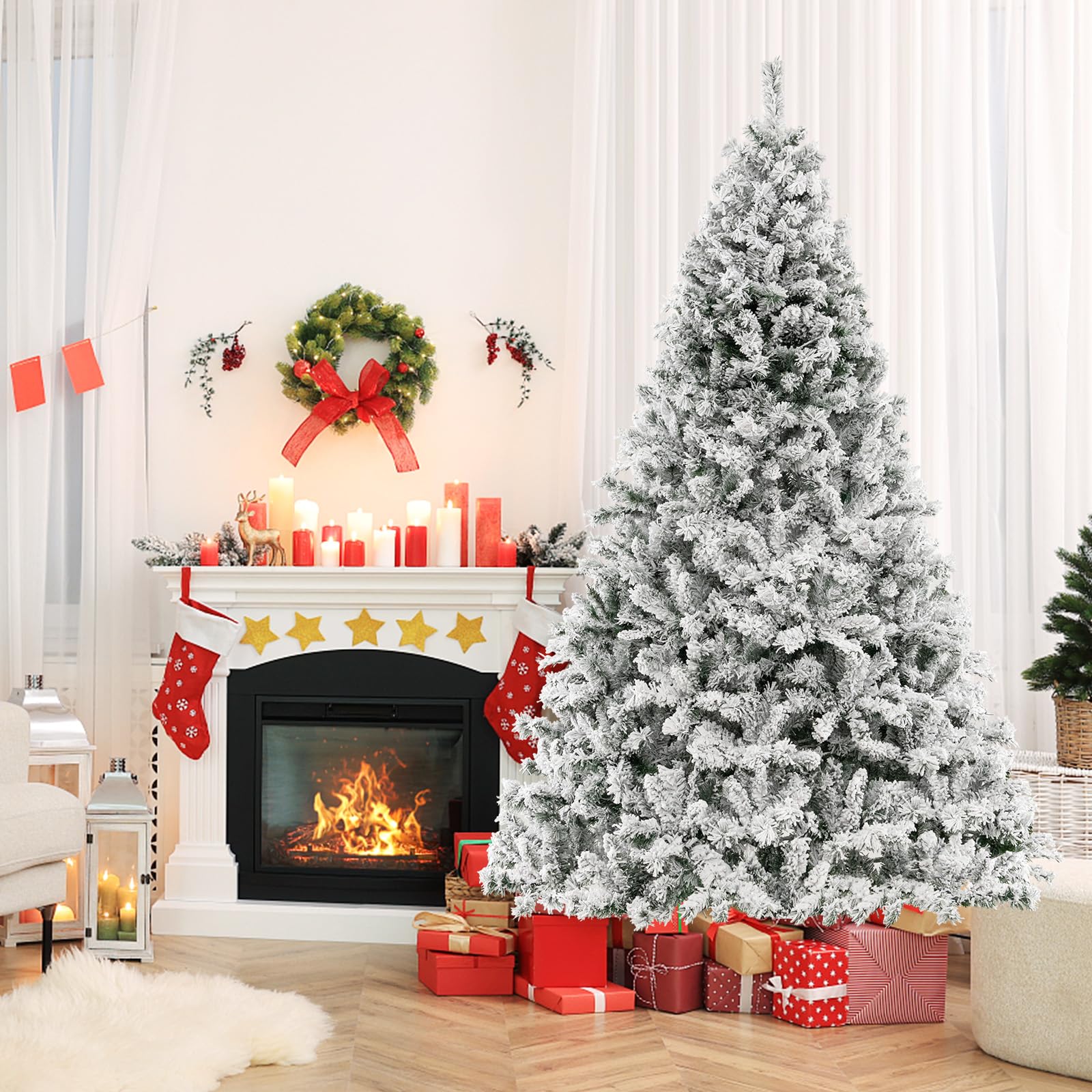 Amazon.com: HAPPYGRILL 8 FT Artificial Xmas Tree, 3-Minute Quick