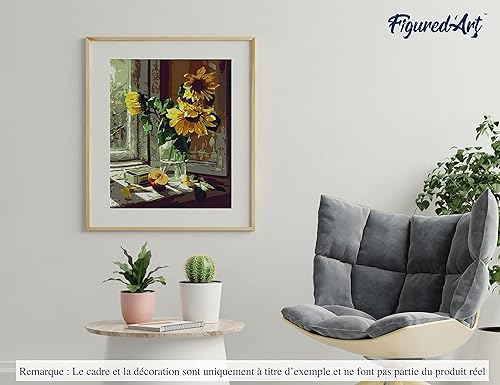 Vista 213 de Figured'Art - Juego de pintura por números, lienzo enrollado sin marco, para manualidades, para adultos, 16 x 20 pulgadas, jarrón de peonías