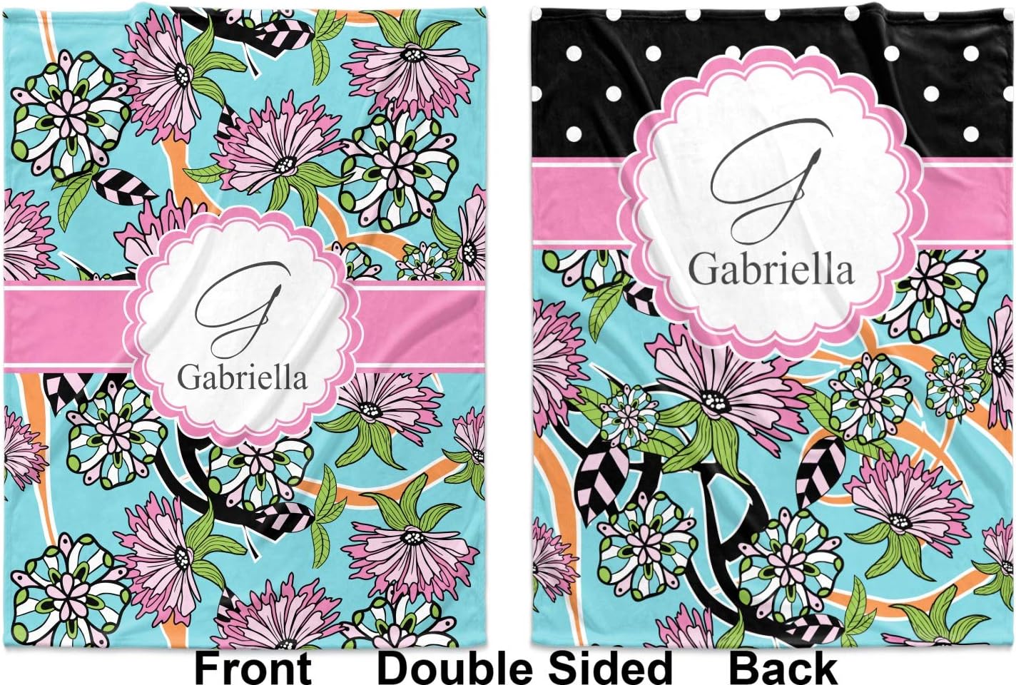 夏花ベビーブランケット( Personalized ) Baby Blanket ピンク mi-baby-blanket-fb+16