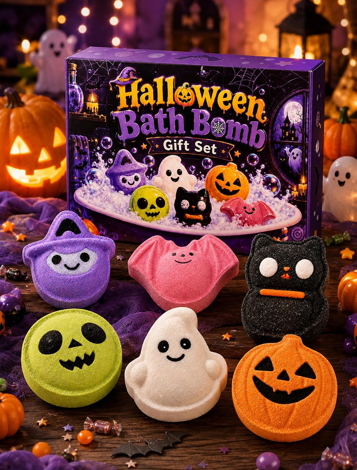 OKPOW Halloween Bath Bombs for Kids: 6 Cute Shapes for Boo Basket Stuffer