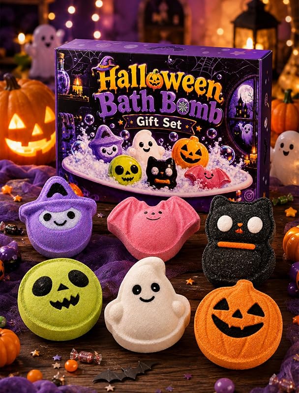 Bombas de banho OKPOW com formatos de Halloween, Pacote com 6