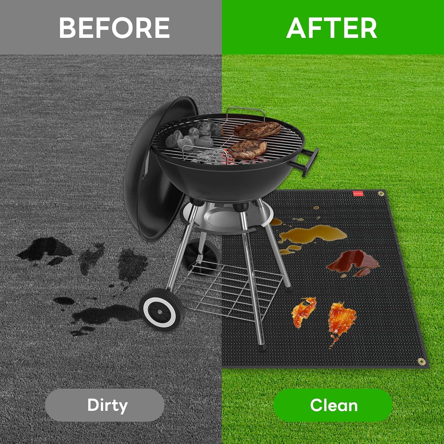 Large 70 x 40 inches Under Grill Mats for Outdoor Grill, Double-Sided Fireproof Grill Pad Mat, Fireproof, Waterproof and Oil Proof Quality BBQ Mat for Deck Patio Lawn - Image 6