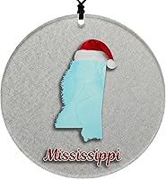 Vista 47 de Vermont Christmas Ornament - Winter Theme Featuring Snow, State Terrain Map and Santa Cap - 2025 Hanging Acrylic Disc Decoration For Tree - Unique