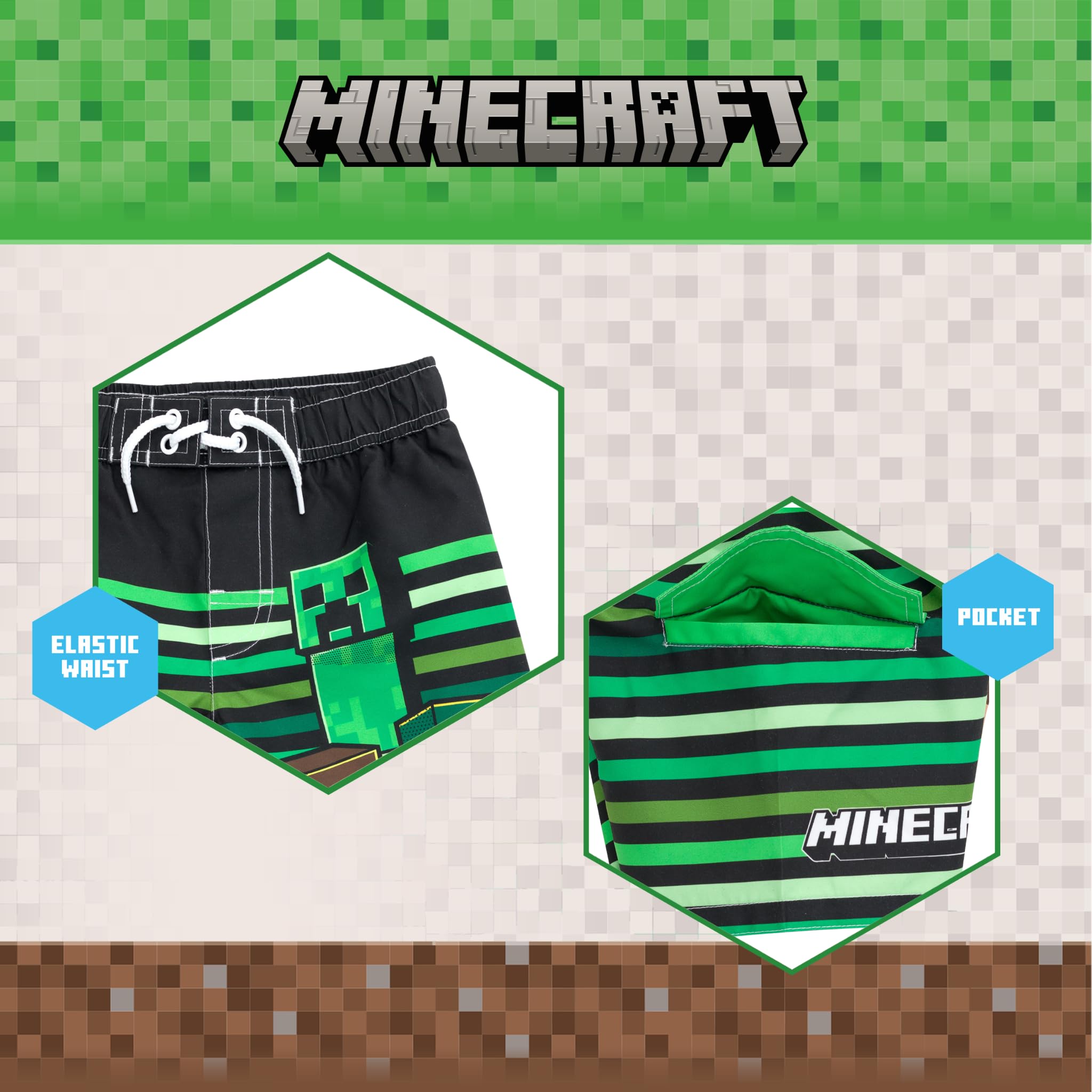 Minecraft Costume da bagno UPF 50+ da bambino a grande bambino taglie (6-14-16)