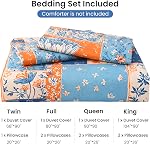 Mooreeke Duvet Cover Full Size, 3 Piece Boho Montage Floral Duvet Cover Set with Zipper Closure, Soft & Breathable Microfiber Botanical Patterns Bedding Set with 4 Corner Ties and 2 Pillow Shams