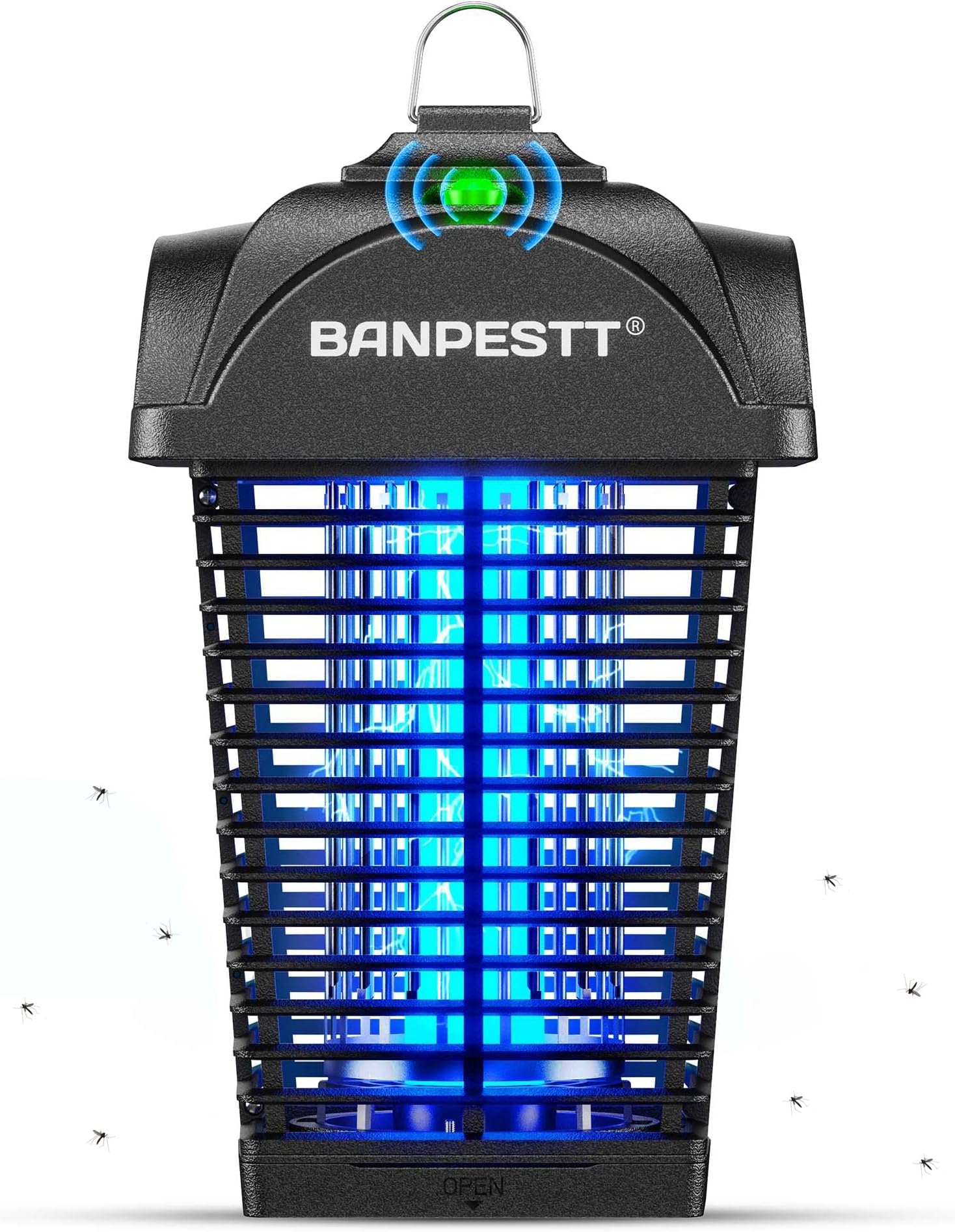 BANPESTT Bug Zapper & Electric 4000V Mosquito Killer – Waterproof Indoor/Outdoor with Dusk-to-Dawn Sensor, Durable Grid & Easy-Clean Tray for Patio, Garden & Home (Black)
