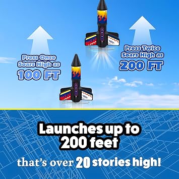 Rocket Launcher for Kids, Electric Flying Rocket Toy Launches Up to 250FT with Parachute Landing & LED Light, Rechargeable Outdoor STEM Toy for Backyard Play for Boys & Girls