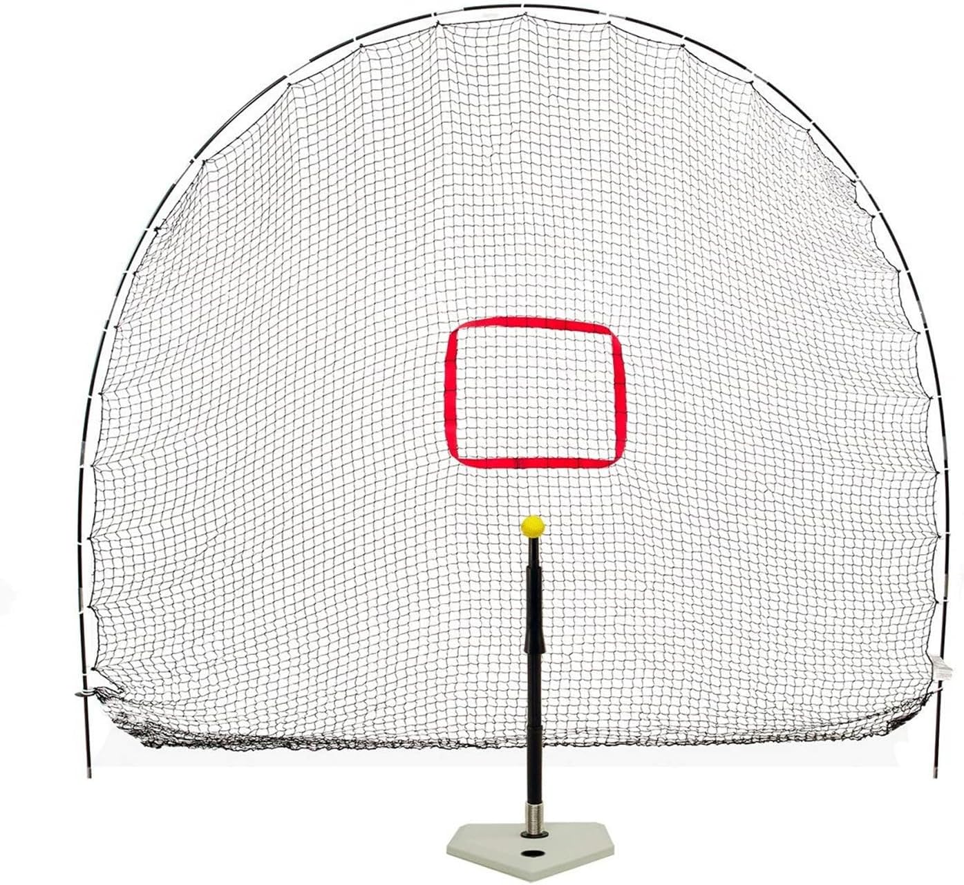 Heater Sports 3-in-1 Hitting Station - Lightweight & Portable Ball Net W/Adjustable Batting Tee Package | 6' x 8' Durable Fiberglass Arch Frame for All Ages, Perfect for Baseball & Softball Practice