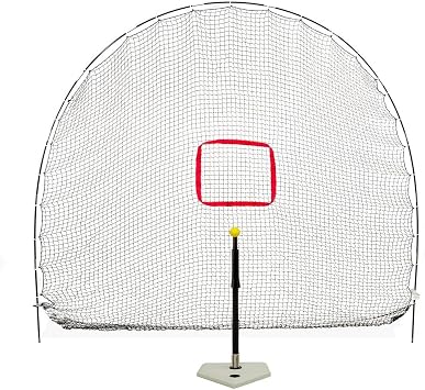 Heater Sports 3-in-1 Hitting Station - Lightweight & Portable Ball Net W/Adjustable Batting Tee Package | 6' x 8' Durable Fiberglass Arch Frame for All Ages, Perfect for Baseball & Softball Practice