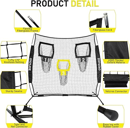Miniatura 3 de Red de entrenamiento de fútbol de 6 x 6 pies, red de lanzamiento de fútbol con 3 bolsillos objetivo, equipo portátil de práctica de lanzamiento de