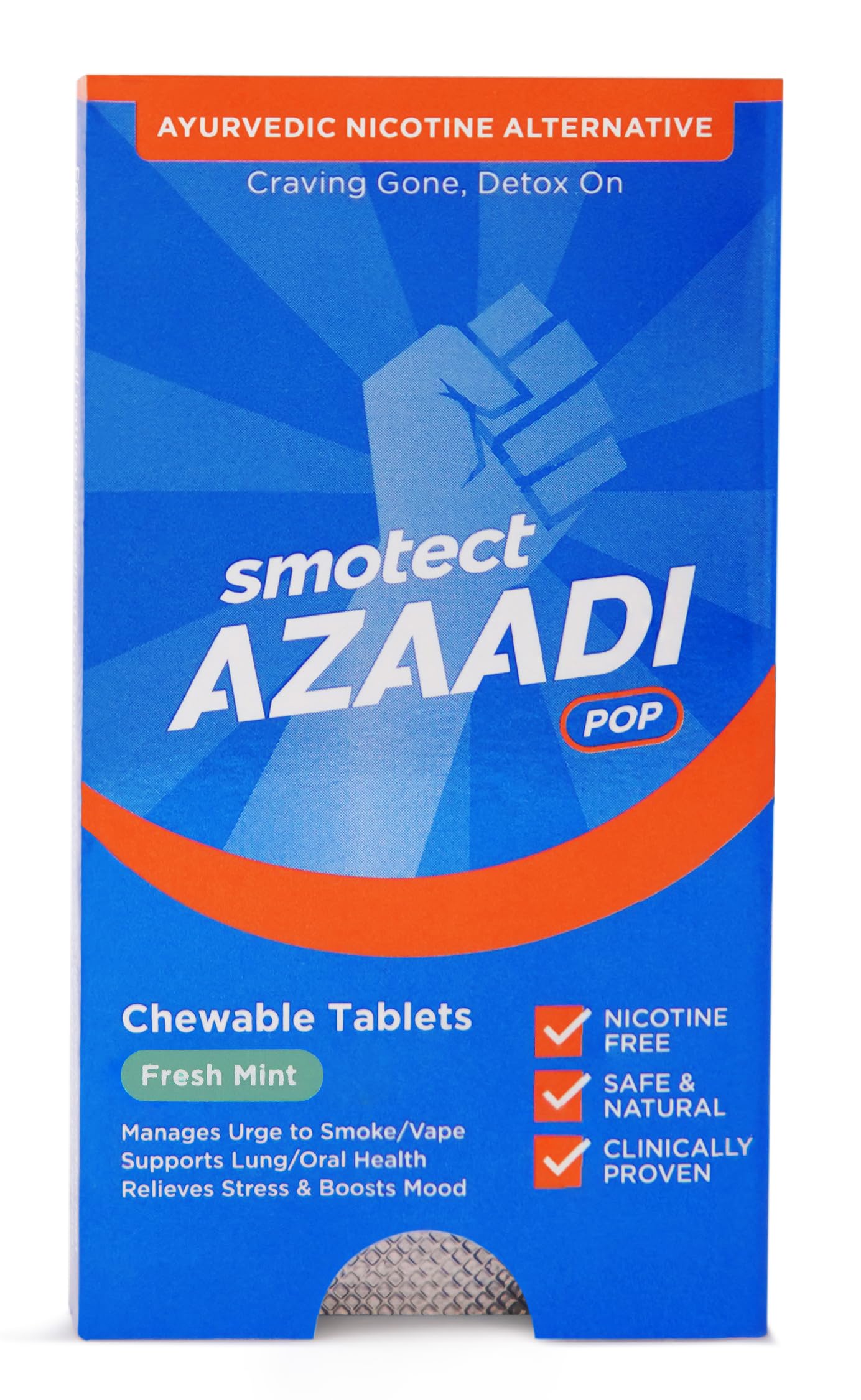Smotect Azaadi POP | World's 1st - Ayurvedic Nicotine Alternative | Clinically Proven | 100% Safe and Natural | FDA Approved | Nicotine Free - Chewable Tablets