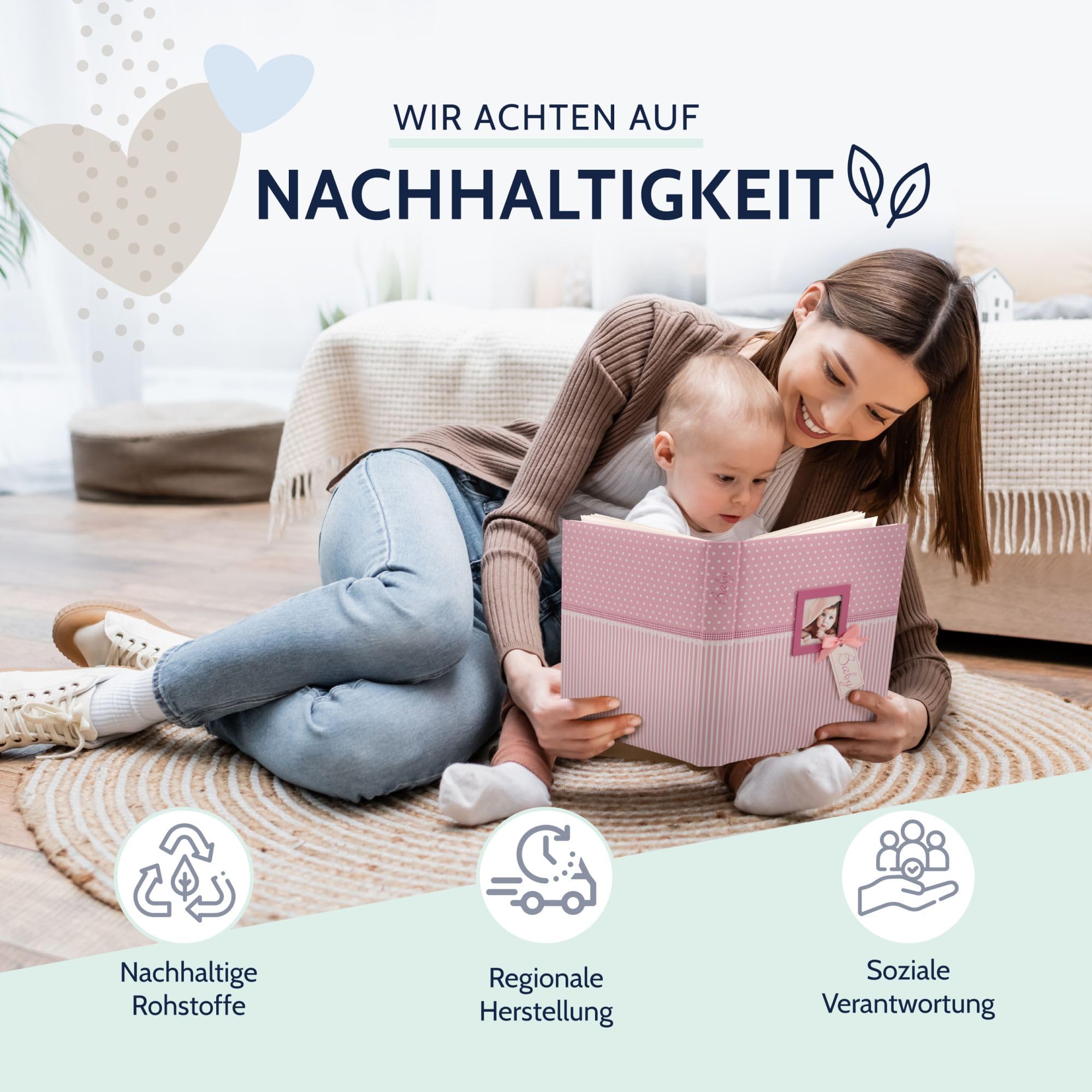 goldbuch 15801 Babyalbum mit Fensterausschnitt, Sweetheart, 30 x 31 cm, Baby Fotoalbum mit 62 weißen Seiten, davon 4 illustriert und 58 blanko, Fotobuch mit Pergamin-Trennblättern, Kunstdruck, Pink